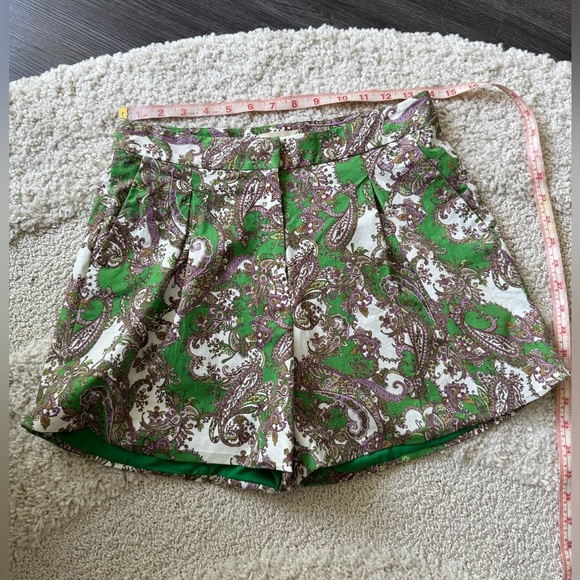 L'AGENCE Vittoria Green Paisley High Waisted Shorts Size 4 - Picture 14 of 14